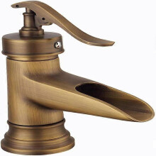 Waschtischarmatur, Antiker Messing-Waschtischarmatur, Vintage-Stil, Badezimmer-Waschbeckenarmatur, Warm- und Kaltmischarmatur, Gold