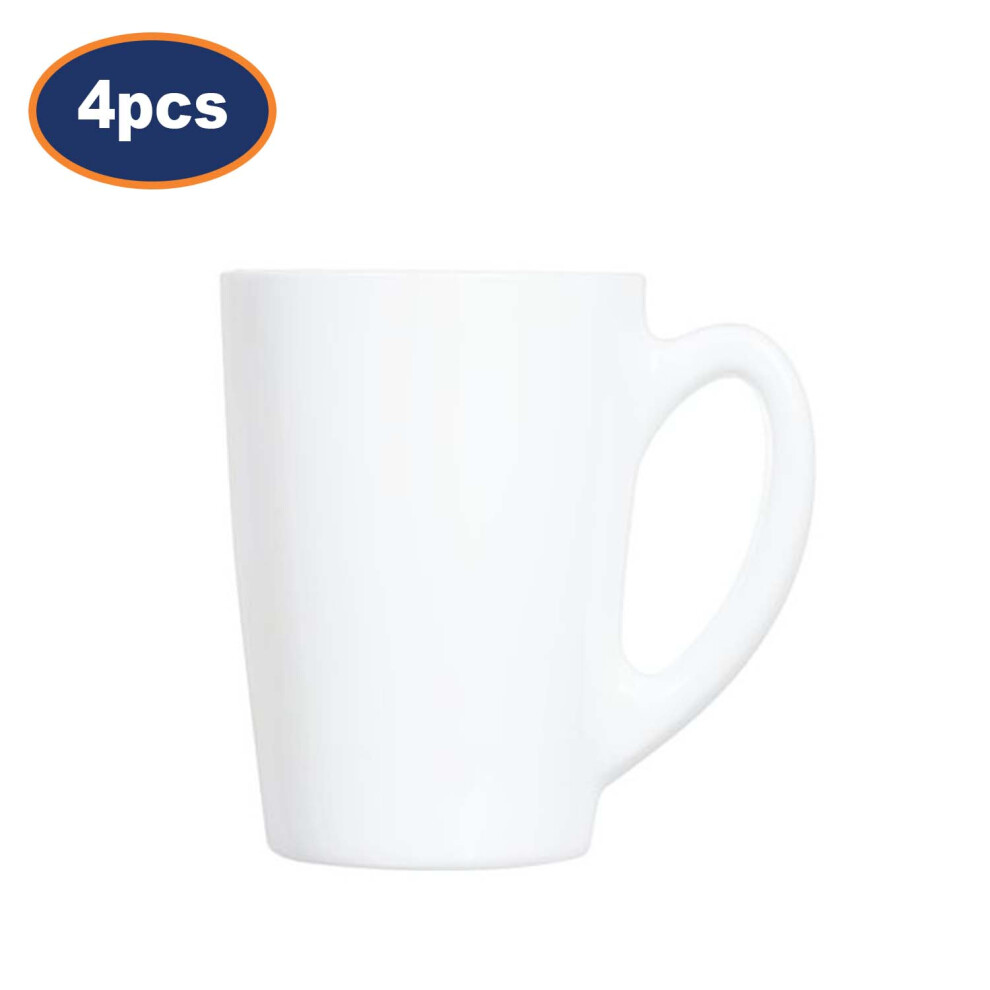 Luminarc Coffee Mug White Opal Glass 320ml Tea Cup Hot Drinks New Morning 4pcs