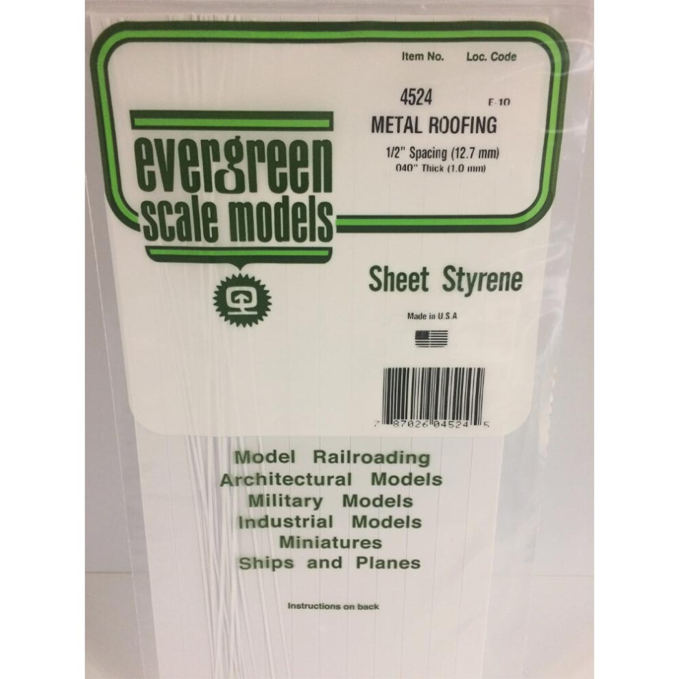 Evergreen 4524 - 0.50" Polystyrene Standing Seam Roofing Sheet 6" x 12