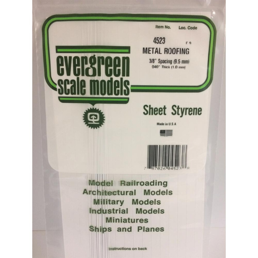 Evergreen 4523 - 0.375" Polystyrene Standing Seam Roofing Sheet 6" x 12