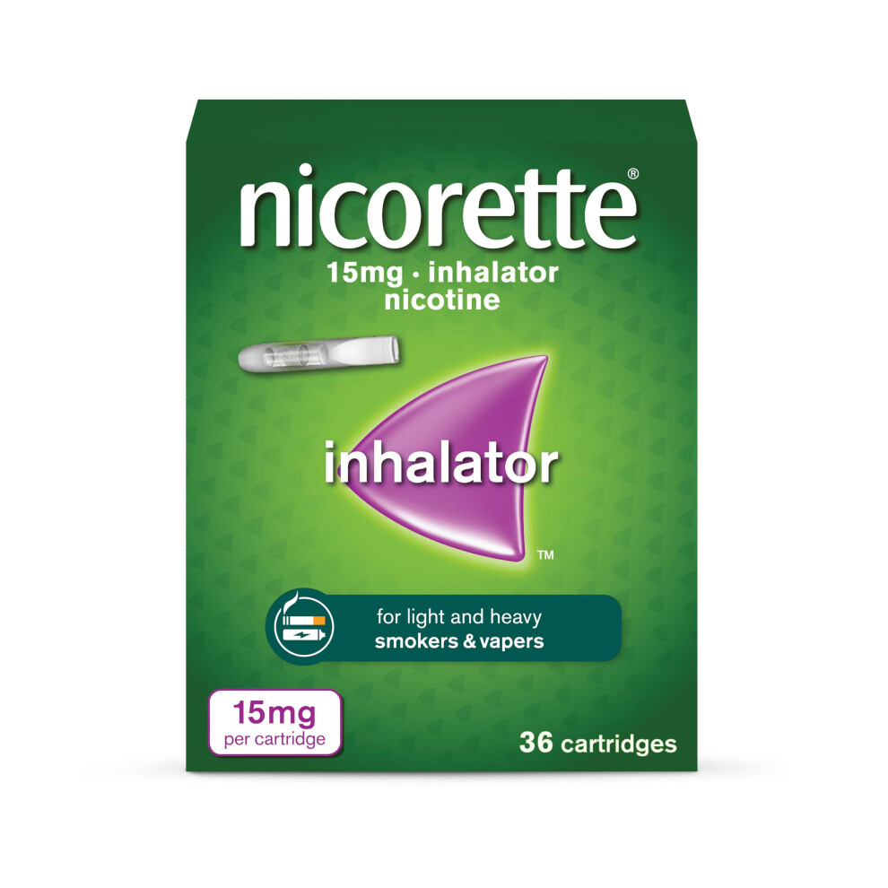 Nicorette 15mg Inhalator (36 Cartridges), Discreet & Convenient Nicotine Inhaler for Quitting Smoking, Smoking Cessation Aid with Replaceable Cartrid