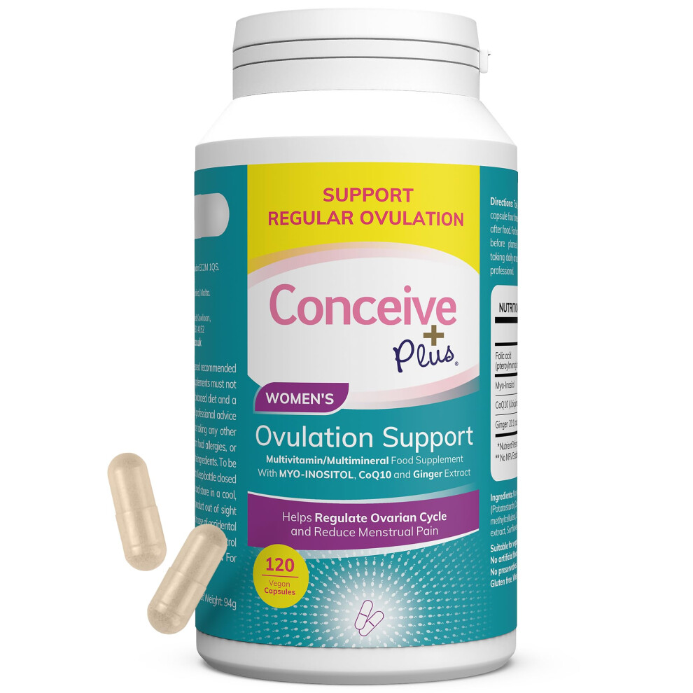 Conceive Plus Ovulation Support - Pcos Supplement For Fertility, Myo-Inositol & D-Chiro Inositol, Folate, Ginger And Coq10 - Ovulation Supplement, Ho