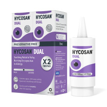 Hycosan Dual Twin Pack - Double Action Eye Drops with Hyaluronic Acid and Ectoin for Soothing Relief of Itchy, Burning or Dry Eyes Due to Allergens -