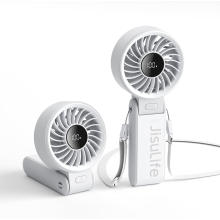 Handheld fan LED display 5000 mAh rechargeable 5 speeds foldable 3 in 1(White)