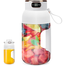 1.2L Portable Juicer Blender, 2600mAh Battery, 10 Blades, Digital Display(White)