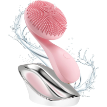 Brosse nettoyante électrique 2 en 1 pour le visage avec billes magnétiques rotatives et massage nettoyant (rose)