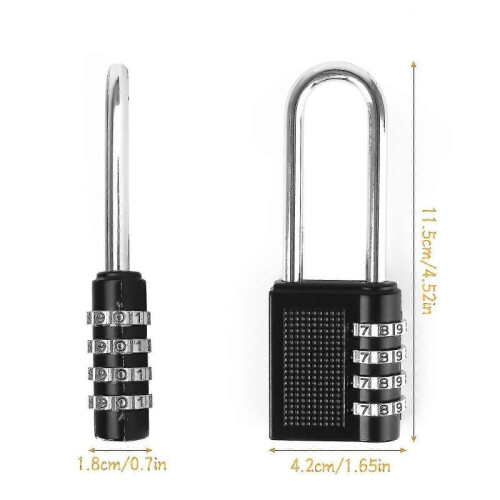 3pcs Resettable Combination Lock 4 Digit Long Shackle Combination Padlock (11.5*4.2*1.8 Cm) 1
