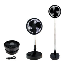 (Black) Cordless Fan Telescopic Folding Cooling Wireless Portable Rechargeable
