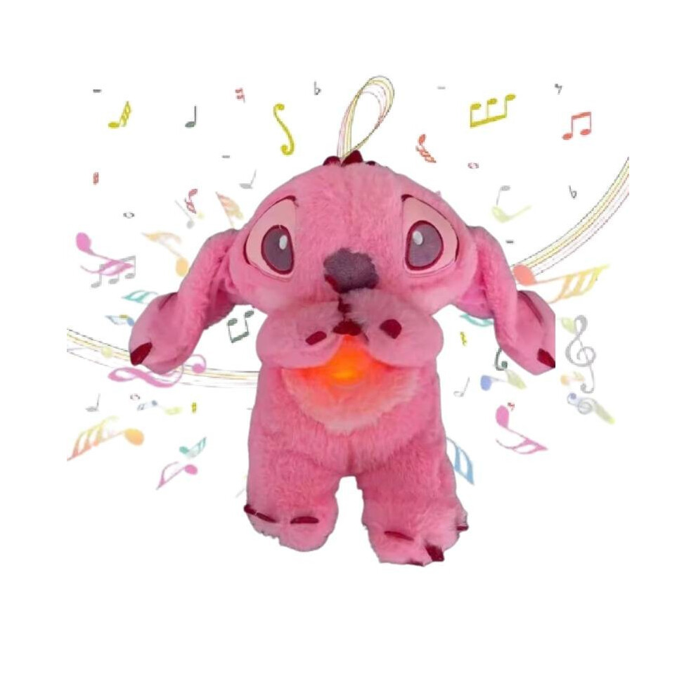 (Pink) Kid Breathing Stitch Musical Soothing Doll Sleep Toys Anxiety Toys Relief Plush