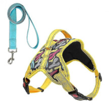 (XS, Yellow) Cat Dog Adjustable Harness Vest New Pet Chest Harness Reflective Leash Set