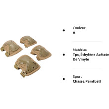 Khaki - 4 stuks militaire elleboogbeschermers, knie-elleboogbeschermers en kniebeschermers, set tactische
