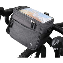 Donkergrijs - 1 Fietsstuurtas - Waterdichte voorcamerazak met transparant venster voor mobiele telefoon