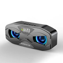 (Nero) Altoparlante Bluetooth wireless con bassi potenti, LED, ritmo, flash, altoparlante, radio FM,