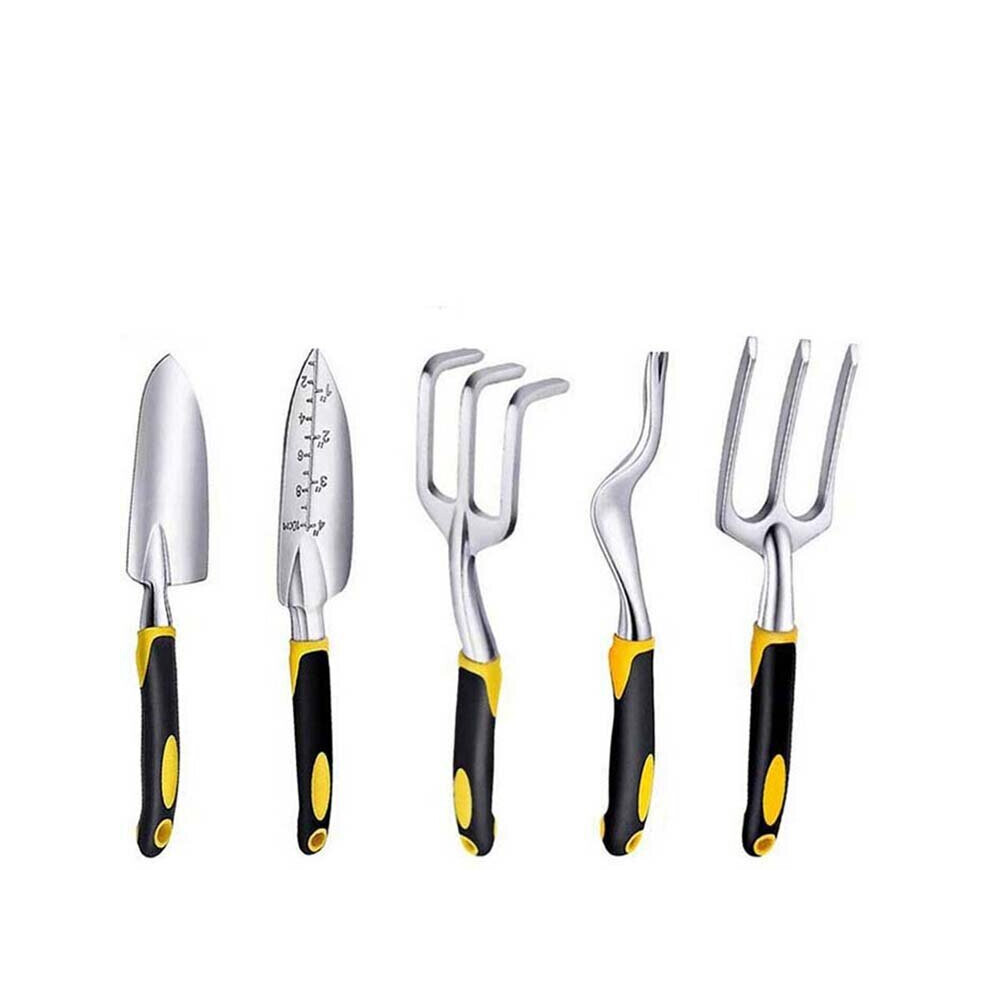 5-delige tuingereedschapset, tuingereedschap met stevige spuitgegoten aluminium koppen en ergonomische