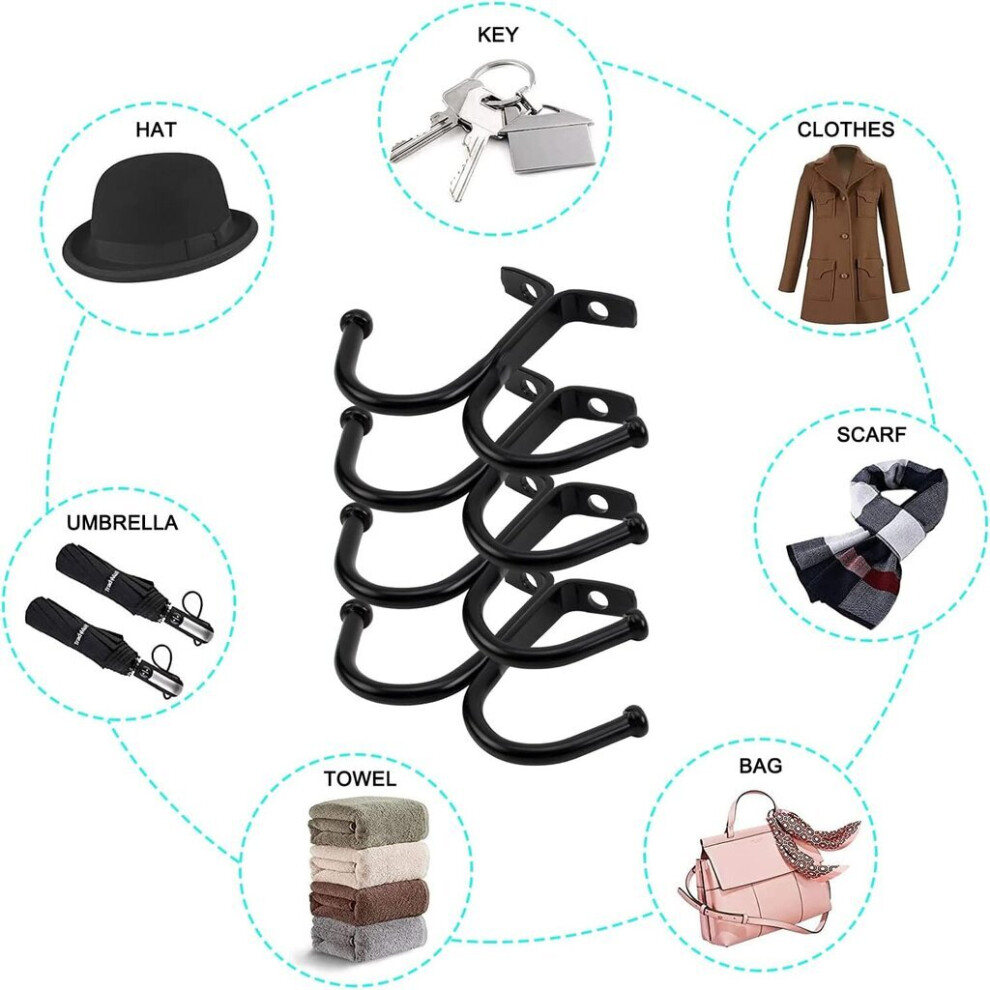 Lot de 10 porte-gobelets suspendus avec crochets sous armoire, support en métal noir pour tasses à vin
