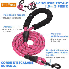 Arnés antitirones rosa para perros medianos a grandes, tela Oxford reflectante ajustable para un fácil