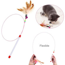 Juego para gatos - Ratón de sisal, bádminton con varita, juego para gatitos (6 piezas) (rosa)