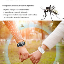 Pulsera repelente de mosquitos ultrasónica (negra), pulsera repelente de insectos inteligente, repelente