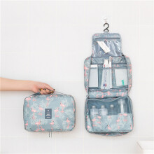Neceser de viaje colgante con rayas rosas, neceser portátil, neceser plegable impermeable, neceser de