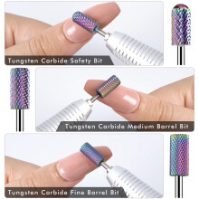 Juego de brocas profesionales para uñas de 3/32 pulgadas de carburo de tungsteno sin polvo, brocas de