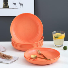 Naranja - Plato 20cm Cubiertos de Paja de Trigo 5 Piezas, Cubiertos y Utensilios de Cocina Irrompibles