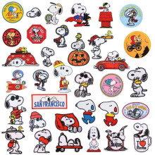 35 Stück Snoopy Aufnäher zum Aufbügeln für Kinder, bestickte Aufnäher zum Aufbügeln, bestickte Aufnäher