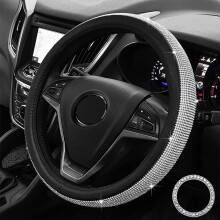 Funda para volante de coche con cristales brillantes de imitación de diamante, 38 cm, antideslizante.