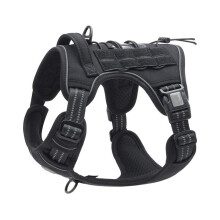 Arnés táctico para perros, ajustable, transpirable, fácil de poner y quitar, color negro, talla L, para