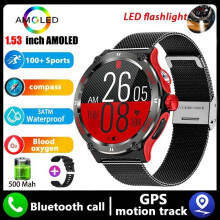 Smart Watch Neu für Amoled Smart Watch Herren Robuster Militär Bluetooth Anruf GPS Tracker 500Mah 3Atm
