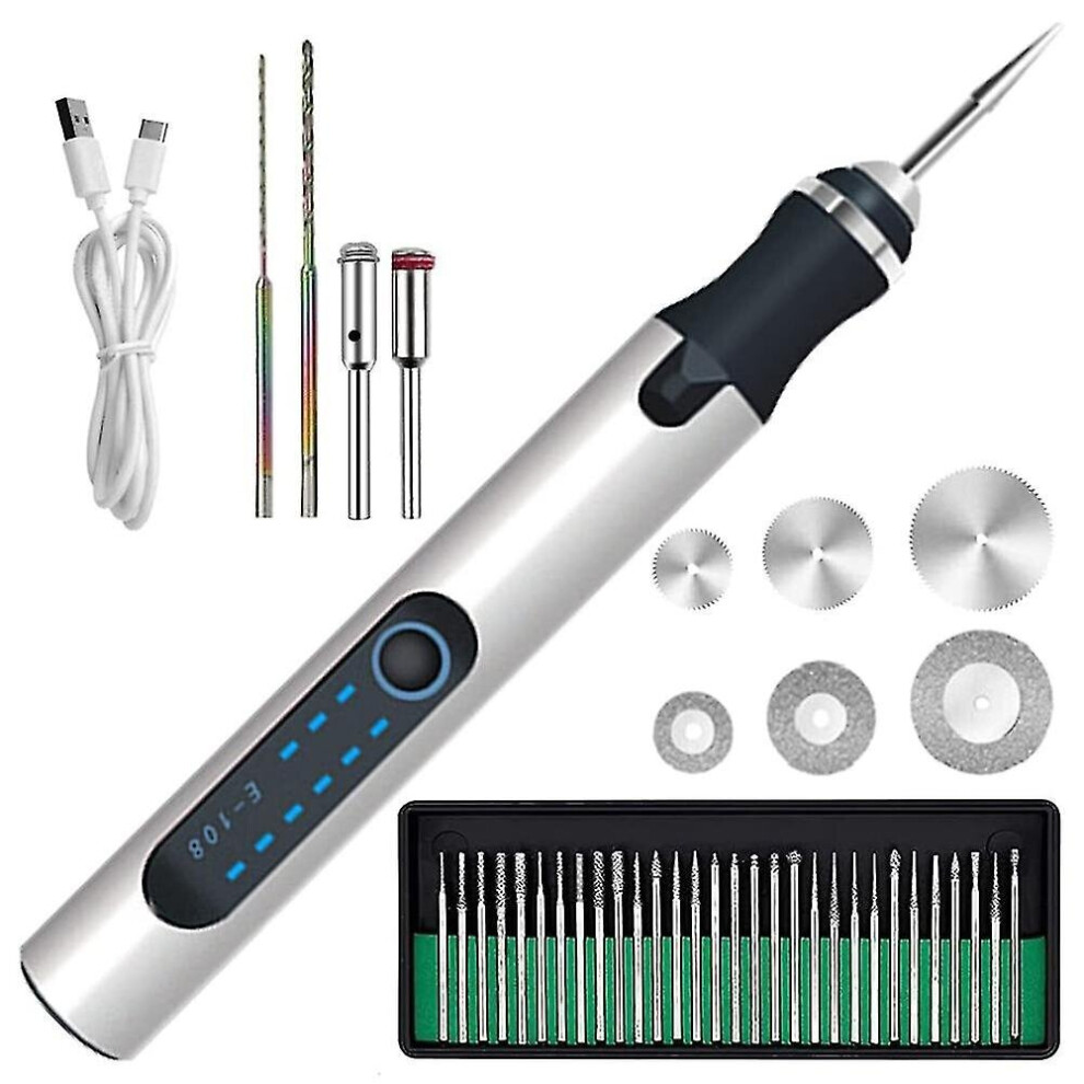 Stylo de gravure électrique, mini stylo de gravure sans fil avec 3 vitesses réglables, gravure rechargeable