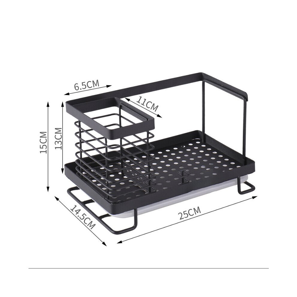 Support d'évier de cuisine noir, brosse éponge pour comptoir en acier inoxydable