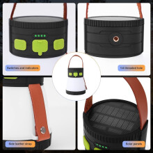 Solar Camping Light 7200mAH ladattava LED-lamppu 1500 lumenia 8 kirkkaustilaa RGB:llä ja taskulampulla