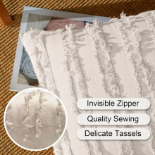 Sohvan tyynynpäällinen: 45x45 puuvillainen pellava neliömäinen tyynynpäällinen tupsilla - Bohemian Decor