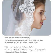 Wedding Veil 1 Layer Plain Valkoinen Metallikampa Lyhyt Pitkä Pitsikirjonta