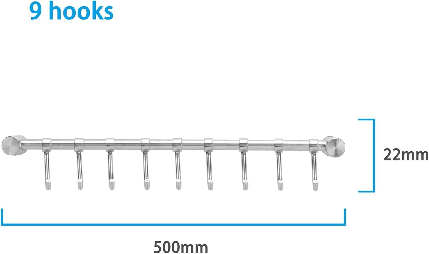 Barre de cuisine inox 80cm avec 09 crochets