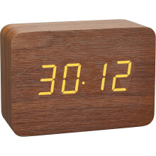 Orologio radiocontrollato "Tfa Dostmann Design" con effetto legno, 60.2549.08, plastica, marrone/arancione