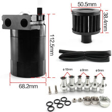 1 set zwarte oliekan, auto-motoroliepot, aluminiumlegering, accessoires, 300 ml olietank, tankreservoir