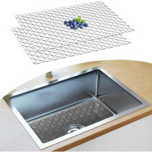 Set of 2 Cuttable Ceramic and Stainless Steel Kitchen Sink Protectors, 30 x 40 cm (Clear)