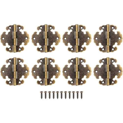 8 cerniere antiche per esterni, mini cerniere decorative in bronzo antico, ferramenta retrò per ante