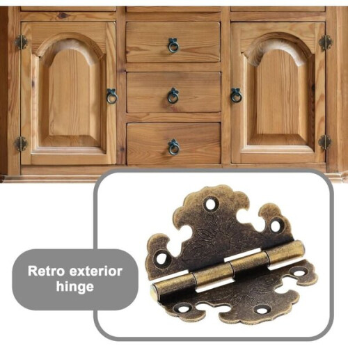 8 cerniere antiche per esterni, mini cerniere decorative in bronzo antico, ferramenta retrò per ante 2