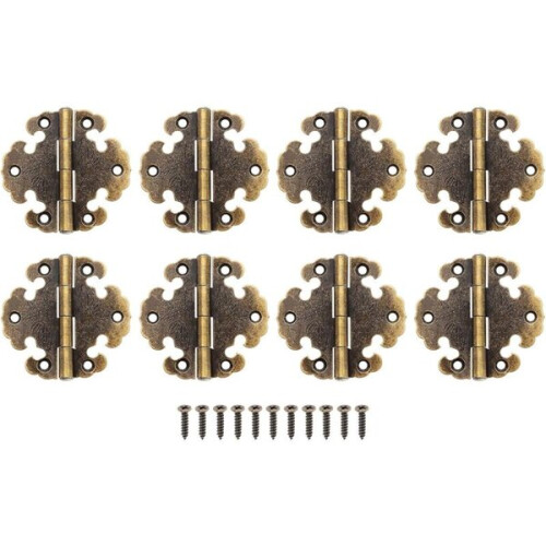 8 cerniere antiche per esterni, mini cerniere decorative in bronzo antico, ferramenta retrò per ante 1