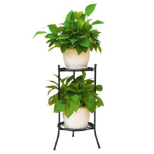 Support de pot de fleurs en fer robuste à double couche pour plantes d'intérieur et d'extérieur