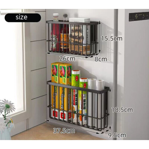 2 Pack Magnetic Fridge Storage Racks, Multi-Functional Magnetic Fresh Keeper Bag Storage Rack for Kitchen 2