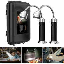 Lampe de barbecue à 2 LED avec base magnétique, rotation à 360 degrés, flexible et réglable pour barbecue