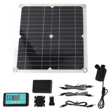 Kit de bomba de agua solar con panel solar de 50 W, bomba de fuente de agua de 22 W con caja de batería