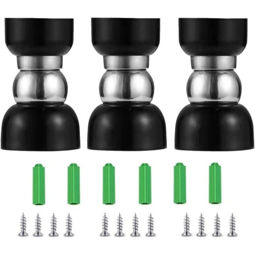 Magnetischer Türstopper (3er-Pack), Edelstahl zur Wand- oder Bodenbefestigung mit Schrauben (55 x 34