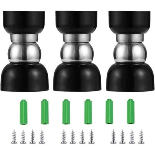 Magnetischer Türstopper (3er-Pack), Edelstahl zur Wand- oder Bodenbefestigung mit Schrauben (55 x 34 1