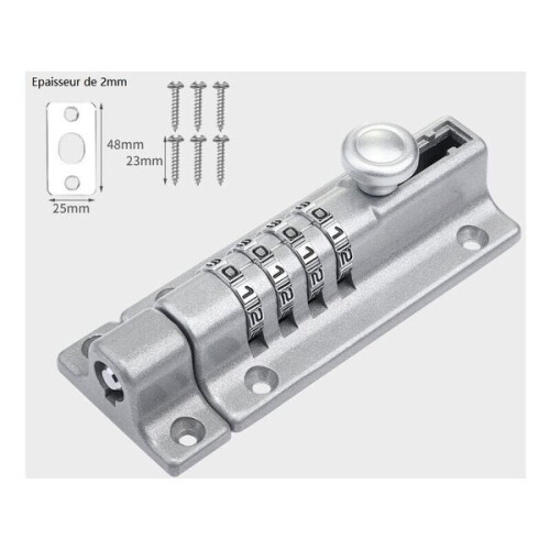 Coded Door Lock, 4 Recodeable Casters, Waterproof Gate Lock, Keyless Coded Lock with Super Secure One 1