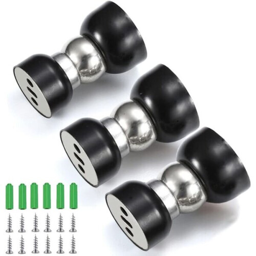 Magnetischer Türstopper (3er-Pack), Edelstahl zur Wand- oder Bodenbefestigung mit Schrauben (55 x 34 2