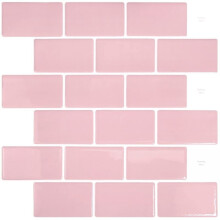 10 pcs. Subway Pink Self Adhesive Tiles Self Adhesive Kitchen Bathroom Wall Paper 3D Brick Self Adhesive